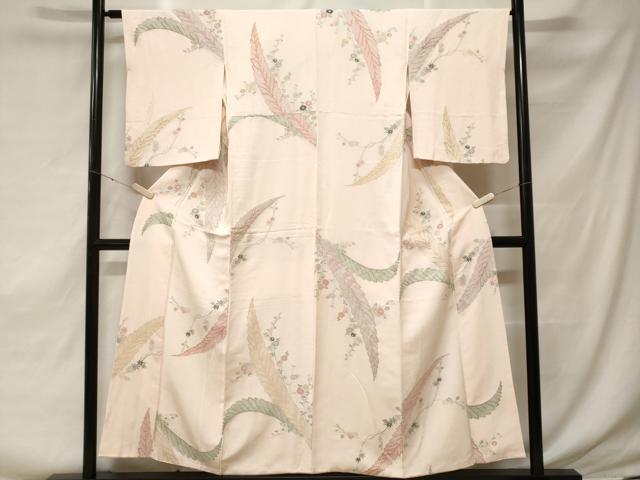 平和屋着物■上質な小紋 刺繍 枝花文 金糸 正絹 逸品 CABF3675ev