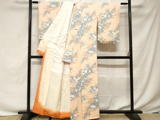 平和屋着物■上質な小紋 草花文 暈し染め 正絹 逸品 CABF3678ev