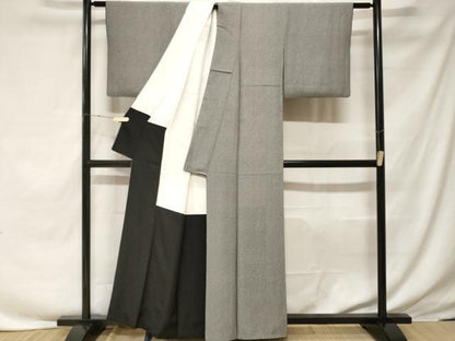 平和屋着物■上質な小紋 鹿の子文 黒地 正絹 逸品 CABF3681ev