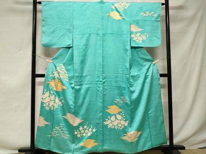 平和屋着物■訪問着 駒刺繍 松竹梅花文 金彩 正絹 逸品 CABF3685ev