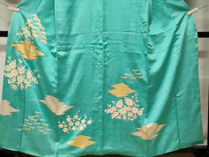 平和屋着物■訪問着 駒刺繍 松竹梅花文 金彩 正絹 逸品 CABF3685ev