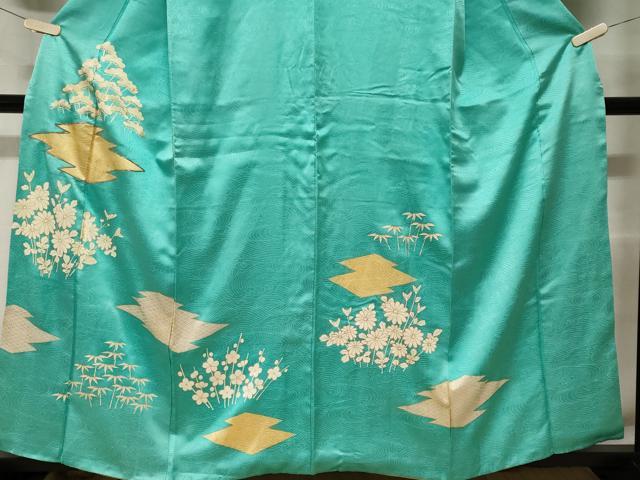 平和屋着物■訪問着 駒刺繍 松竹梅花文 金彩 正絹 逸品 CABF3685ev