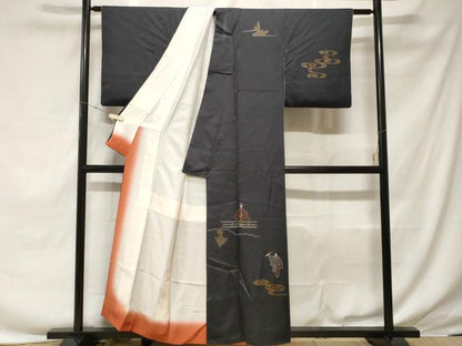 平和屋着物■訪問着 能 流水松葉文 金彩 正絹 逸品 CABF3686ev