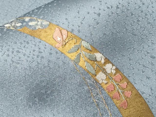 平和屋着物■訪問着 刺繍 短冊舞蝶花文 金彩 正絹 逸品 CABF3687ev