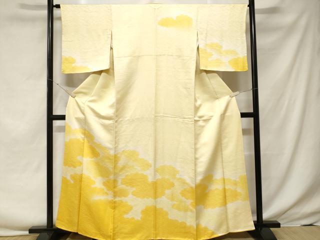平和屋着物■訪問着 雲取り文 暈し染め 金通し地 正絹 逸品 CABF3691ev