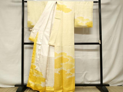 平和屋着物■訪問着 雲取り文 暈し染め 金通し地 正絹 逸品 CABF3691ev