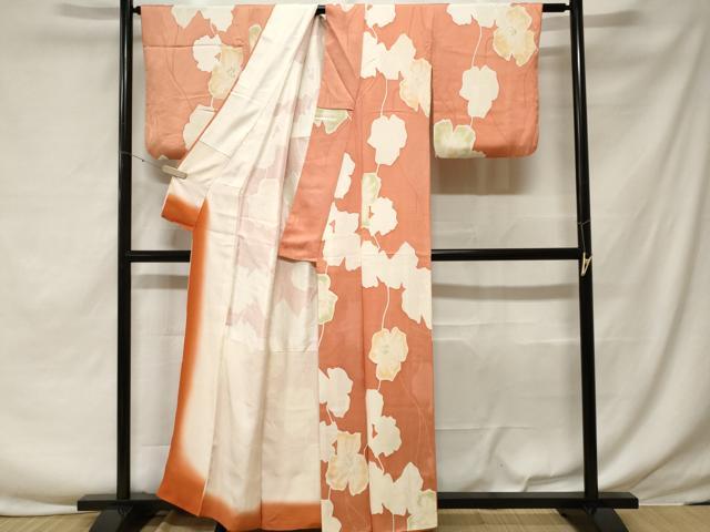 平和屋着物■上質な小紋 地紋起こし 枝花文 暈し染め 正絹 逸品 CABF3693ev