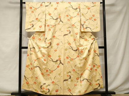 平和屋着物■上質な小紋 枝梅楓文 正絹 逸品 CABF3694ev