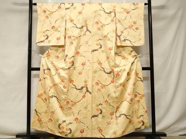 平和屋着物■上質な小紋 枝梅楓文 正絹 逸品 CABF3694ev
