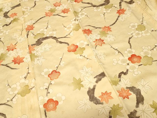 平和屋着物■上質な小紋 枝梅楓文 正絹 逸品 CABF3694ev