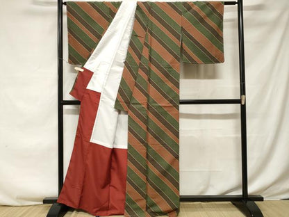 平和屋着物■小紋 斜線吉祥文 洗える着物 CABF3731ev