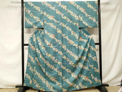 平和屋着物■小紋 雲取り花繋ぎ文 洗える着物 CABF3732ev