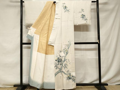平和屋着物■訪問着 手描き 枝花文 暈し染め 正絹 逸品 CABF3736ev