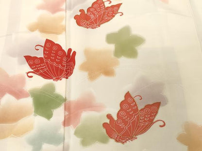 平和屋着物■訪問着 駒刺繍 芝草花蝶文 暈し染め 金彩 正絹 逸品 CABF3737ev