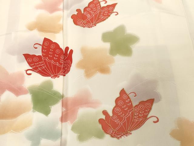 平和屋着物■訪問着 駒刺繍 芝草花蝶文 暈し染め 金彩 正絹 逸品 CABF3737ev