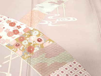 平和屋着物■訪問着 刺繍 流水花文 金彩 正絹 逸品 CABF3738ev