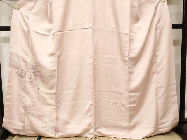 平和屋着物■訪問着 刺繍 道長流水花文 暈し染め 金糸 正絹 逸品 CABF3739ev
