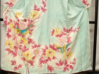 平和屋着物■豪華振袖　尾長鳥枝花文　暈し染め　金彩　正絹　逸品　CABF3740ev