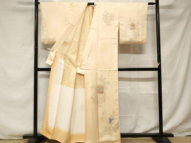 平和屋着物■訪問着 貝桶草花文 暈し染め 正絹 逸品 CABF3743ev