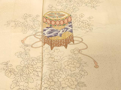 平和屋着物■訪問着 貝桶草花文 暈し染め 正絹 逸品 CABF3743ev
