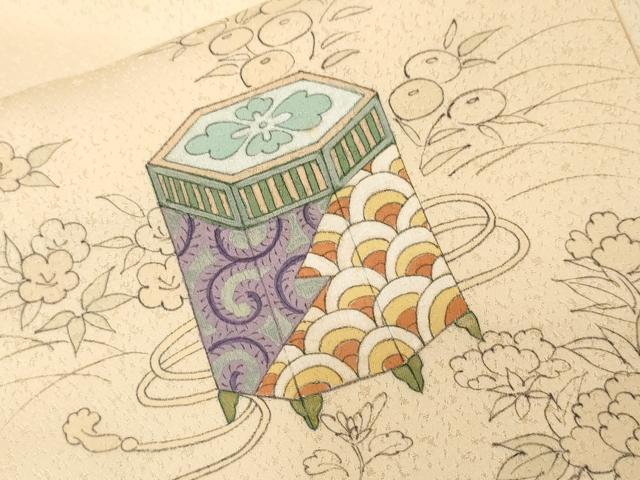 平和屋着物■訪問着 貝桶草花文 暈し染め 正絹 逸品 CABF3743ev