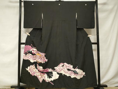 平和屋着物■豪華黒留袖　刺繍　十二単　金彩　正絹　逸品　CABF3746ev