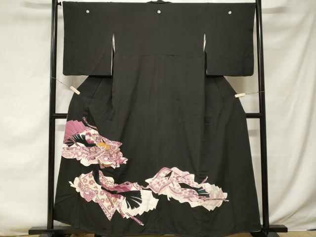 平和屋着物■豪華黒留袖　刺繍　十二単　金彩　正絹　逸品　CABF3746ev