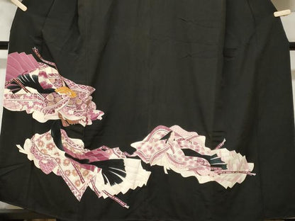平和屋着物■豪華黒留袖　刺繍　十二単　金彩　正絹　逸品　CABF3746ev