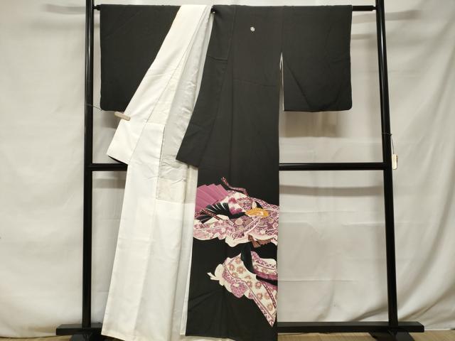 平和屋着物■豪華黒留袖　刺繍　十二単　金彩　正絹　逸品　CABF3746ev