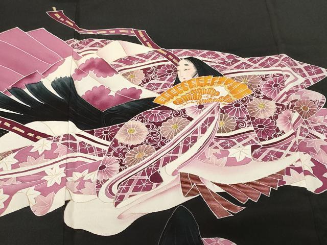 平和屋着物■豪華黒留袖　刺繍　十二単　金彩　正絹　逸品　CABF3746ev