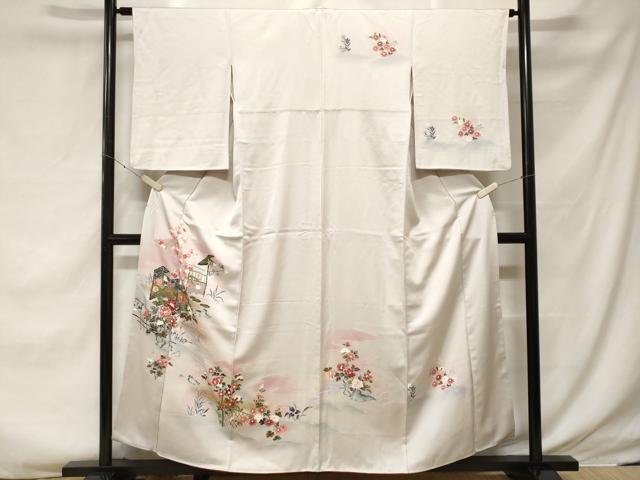 平和屋着物■訪問着 屏風流水草花文 暈し染め 金彩 正絹 逸品 CABF3748ev