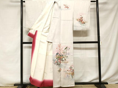 平和屋着物■訪問着 屏風流水草花文 暈し染め 金彩 正絹 逸品 CABF3748ev
