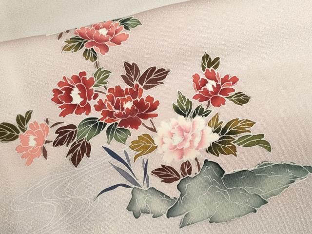 平和屋着物■訪問着 屏風流水草花文 暈し染め 金彩 正絹 逸品 CABF3748ev