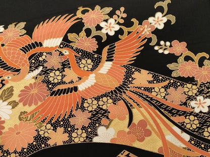 平和屋着物■豪華黒留袖　駒刺繍　鳳凰花唐草文　金彩　正絹　逸品　CABF3750ev