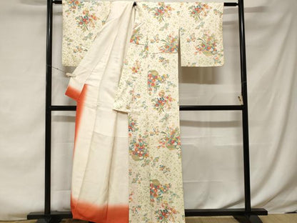 平和屋着物■上質な小紋 陶器草花文 正絹 逸品 CABF3752ev