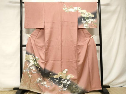 平和屋着物■訪問着 雲取り枝花文 暈し染め 金彩 正絹 逸品 CABF3762ev