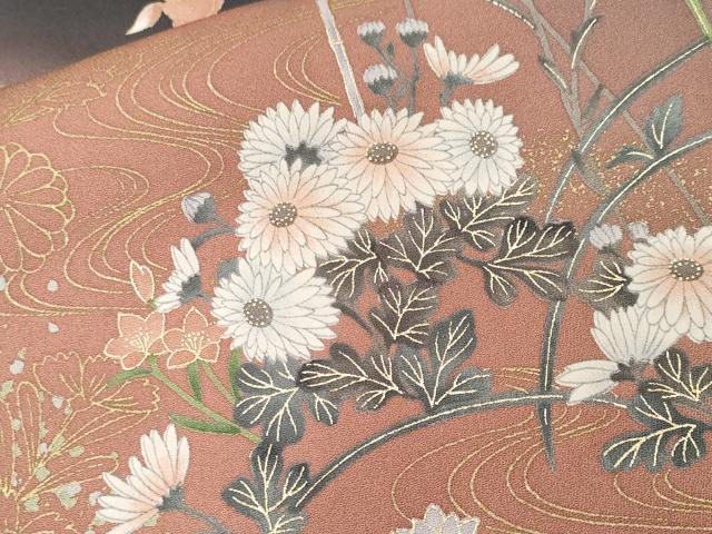 平和屋着物■訪問着 雲取り枝花文 暈し染め 金彩 正絹 逸品 CABF3762ev