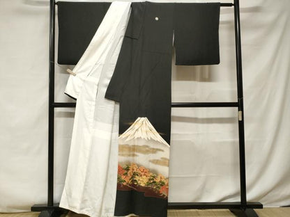 平和屋着物■豪華黒留袖 富士山 枝花文 暈し染め 金彩 正絹 逸品 CABF3763ev