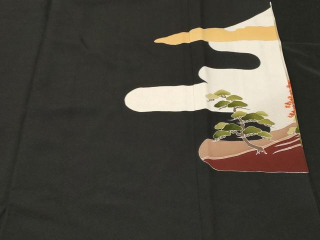 平和屋着物■豪華黒留袖 富士山 枝花文 暈し染め 金彩 正絹 逸品 CABF3763ev