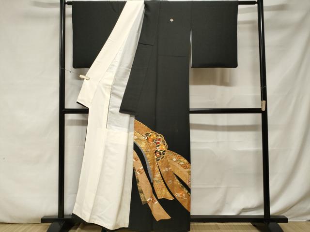 平和屋着物■豪華黒留袖　作家物　駒刺繍　熨斗松竹梅花文　金彩　正絹　逸品　CABF3767ev