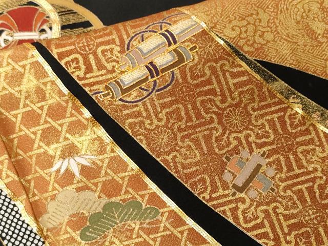 平和屋着物■豪華黒留袖　作家物　駒刺繍　熨斗松竹梅花文　金彩　正絹　逸品　CABF3767ev