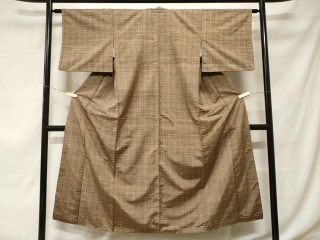 平和屋着物■上質な紬 格子柄 正絹 逸品 CABF3787ev