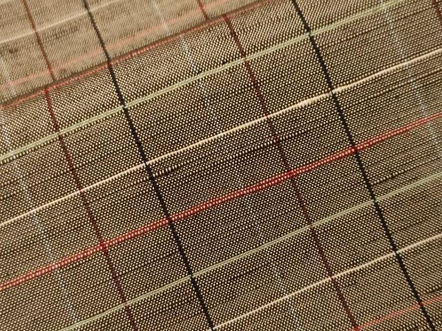 平和屋着物■上質な紬 格子柄 正絹 逸品 CABF3787ev