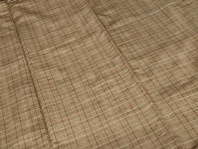 平和屋着物■上質な紬 格子柄 正絹 逸品 CABF3787ev