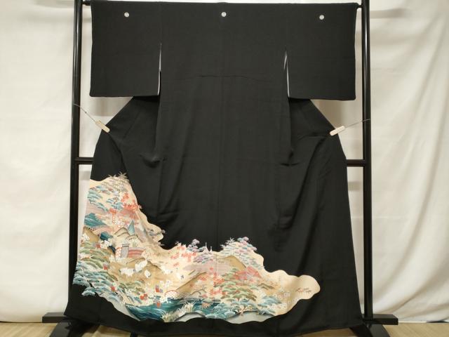 平和屋着物■豪華黒留袖 群鶴御所解文 暈し染め 正絹 逸品 CABF3789ev