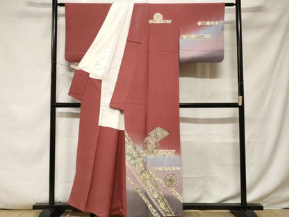 平和屋着物■訪問着　更紗小当院花文　暈し染め　金銀彩　正絹　逸品　CABF3791ev