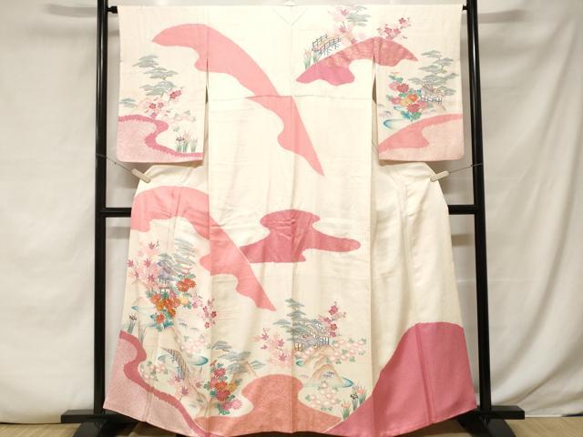 平和屋着物■訪問着 駒刺繍 絞り 松竹梅御所解文 金彩 正絹 逸品 CABF3793ev