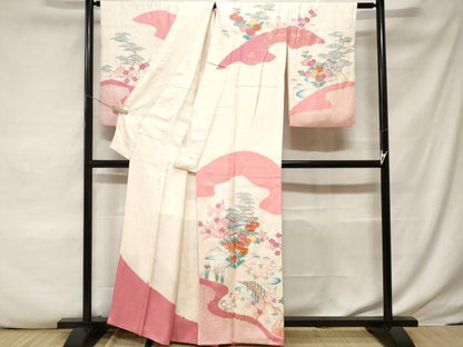 平和屋着物■訪問着 駒刺繍 絞り 松竹梅御所解文 金彩 正絹 逸品 CABF3793ev