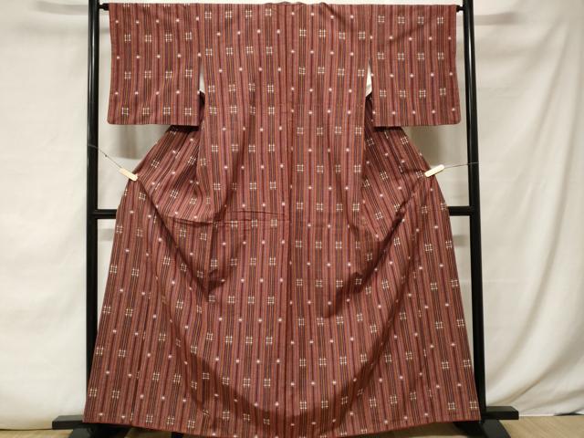 平和屋着物■上質な紬 井桁絣 正絹 逸品 CABF3794ev