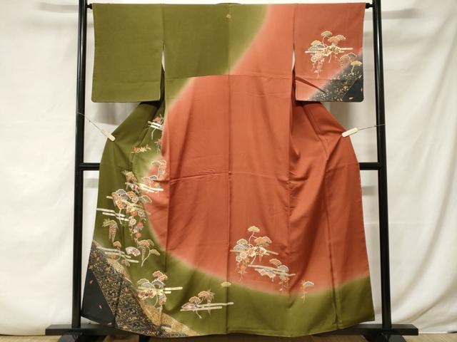 平和屋着物■訪問着 エ霞地紙松花文 暈し染め 金銀彩 正絹 逸品 CABF3795ev